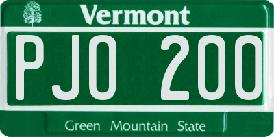 VT license plate PJO200