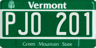 VT license plate PJO201