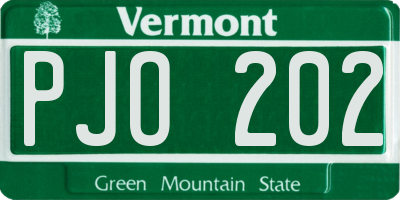 VT license plate PJO202