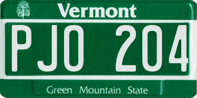 VT license plate PJO204