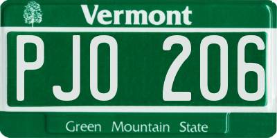 VT license plate PJO206