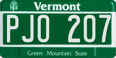 VT license plate PJO207