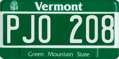 VT license plate PJO208