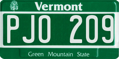 VT license plate PJO209