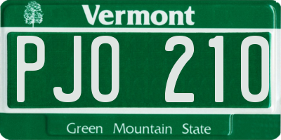 VT license plate PJO210