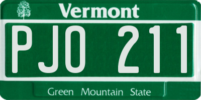 VT license plate PJO211