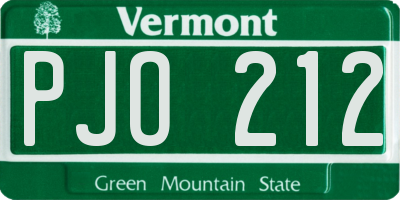 VT license plate PJO212