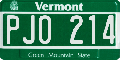 VT license plate PJO214