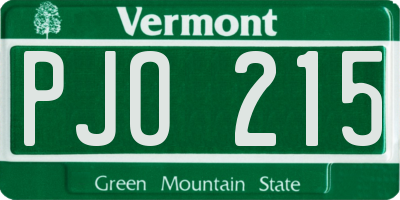 VT license plate PJO215