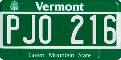 VT license plate PJO216