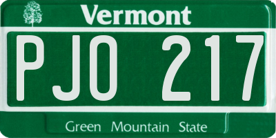 VT license plate PJO217
