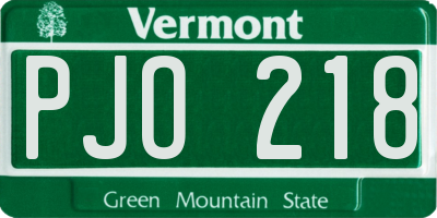 VT license plate PJO218