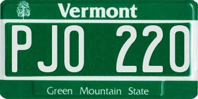 VT license plate PJO220