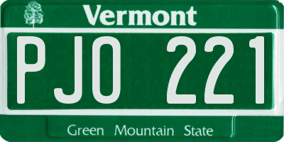 VT license plate PJO221