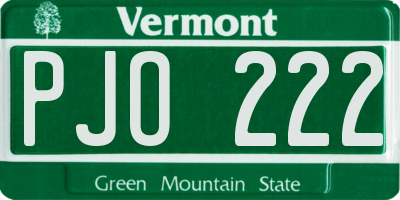 VT license plate PJO222