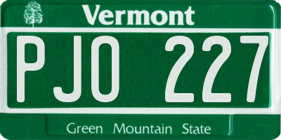 VT license plate PJO227