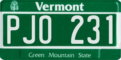 VT license plate PJO231