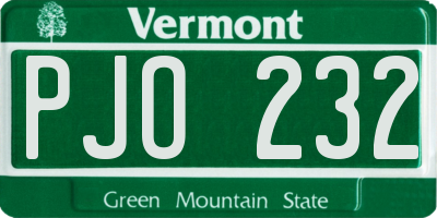 VT license plate PJO232