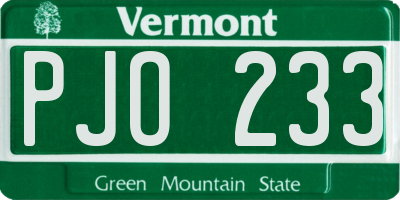 VT license plate PJO233