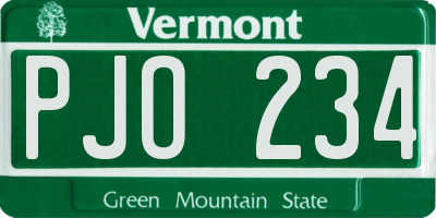VT license plate PJO234