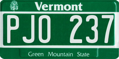 VT license plate PJO237