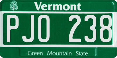 VT license plate PJO238