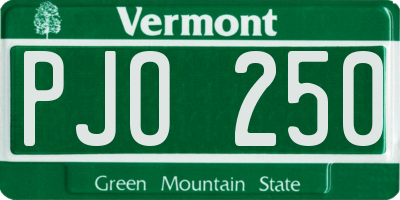 VT license plate PJO250
