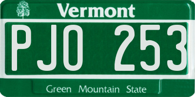 VT license plate PJO253