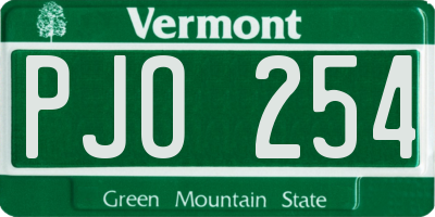 VT license plate PJO254