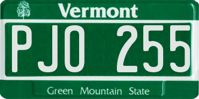 VT license plate PJO255