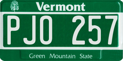 VT license plate PJO257