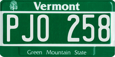 VT license plate PJO258
