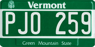 VT license plate PJO259