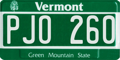 VT license plate PJO260