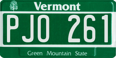 VT license plate PJO261