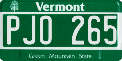 VT license plate PJO265