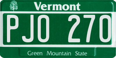 VT license plate PJO270