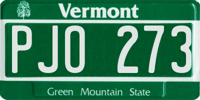 VT license plate PJO273