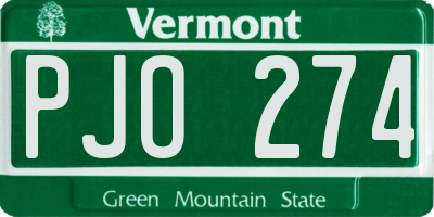 VT license plate PJO274