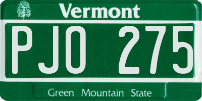 VT license plate PJO275