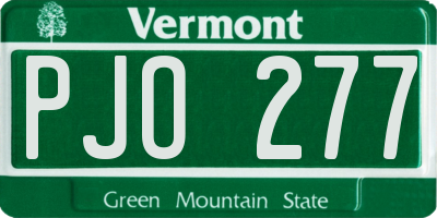 VT license plate PJO277