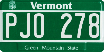VT license plate PJO278