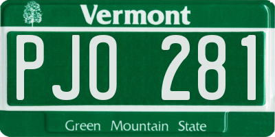 VT license plate PJO281