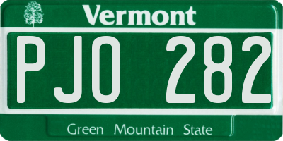 VT license plate PJO282