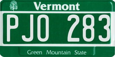 VT license plate PJO283