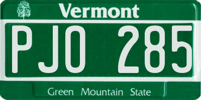 VT license plate PJO285