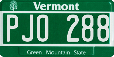 VT license plate PJO288