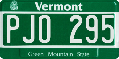 VT license plate PJO295