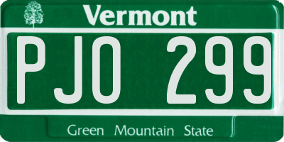 VT license plate PJO299