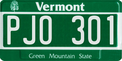VT license plate PJO301
